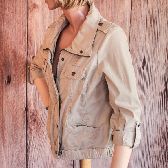 Style & Co Petite Khaki Utility Jacket P/M - Picture 2 of 8